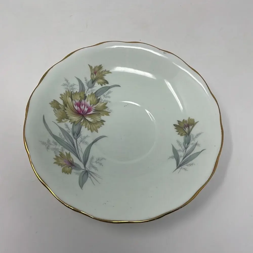 Vintage Colclough Green Floral Teacup and Saucer